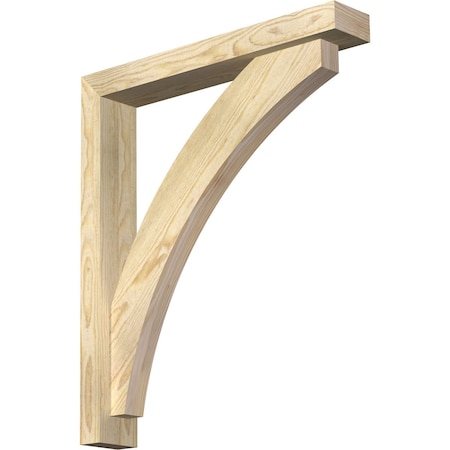 Ekena Millwork Thorton Block Rough Sawn Bracket w/ Offset Brace, Douglas Fir, 4"W x 24"D x 28"H BKT0402X24X28THR05RDF